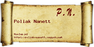 Poliak Nanett névjegykártya